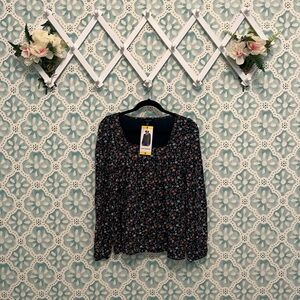 Lucky brand peasant boho top - navy floral